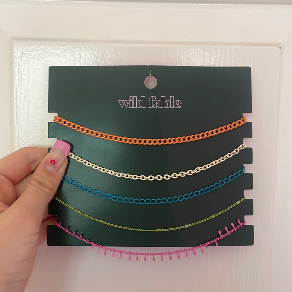 Colorful pack of chain necklaces